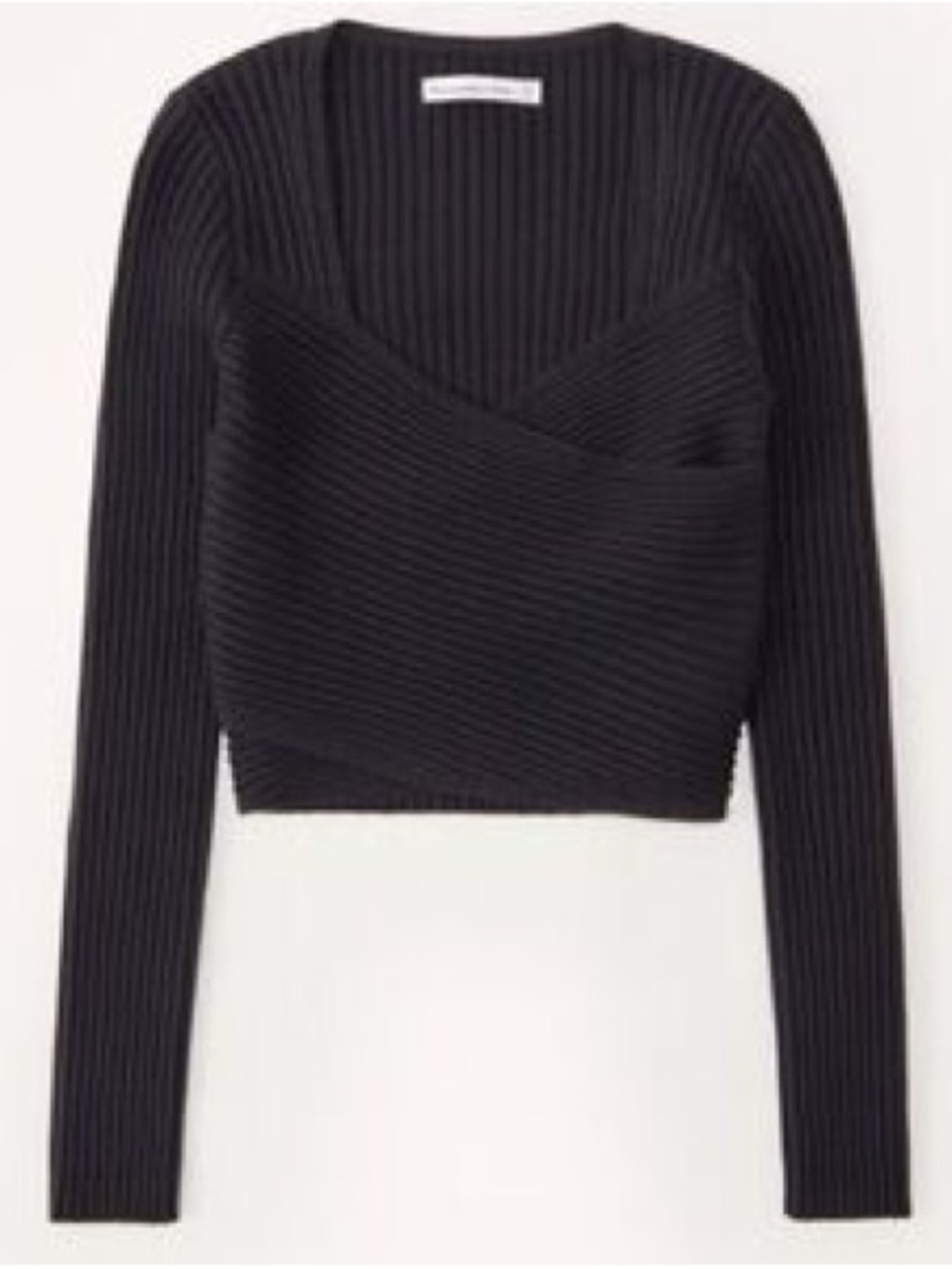 Abercrombie & Fitch Black Ribbed Wrap-Style Crop Top